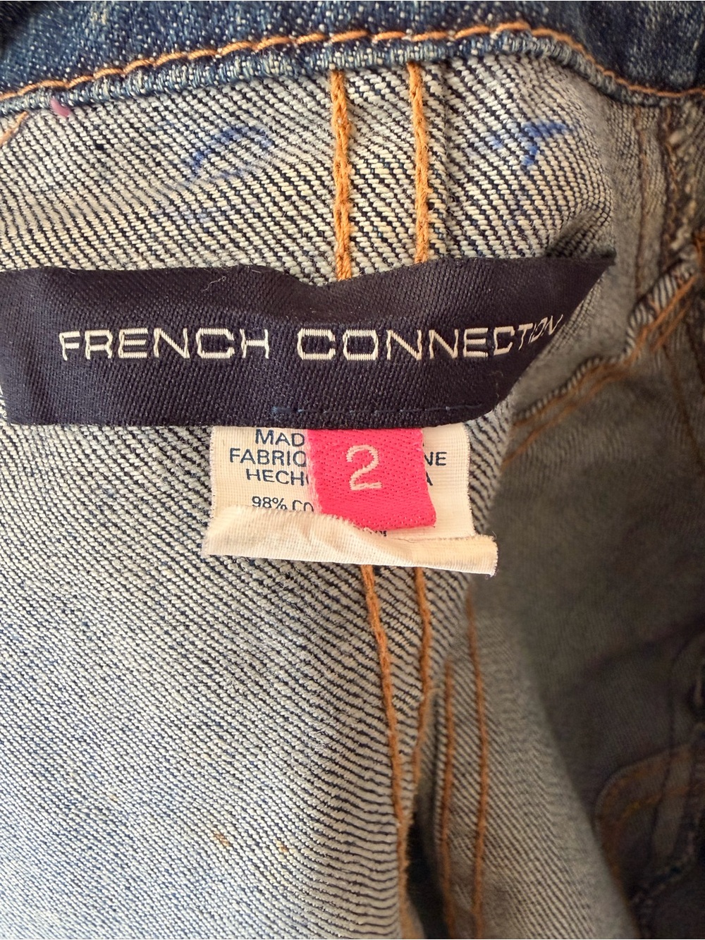 FCUK Jeans French Connection Y2K denim moto Jacket 90s racer jacket - Picture 7 of 8